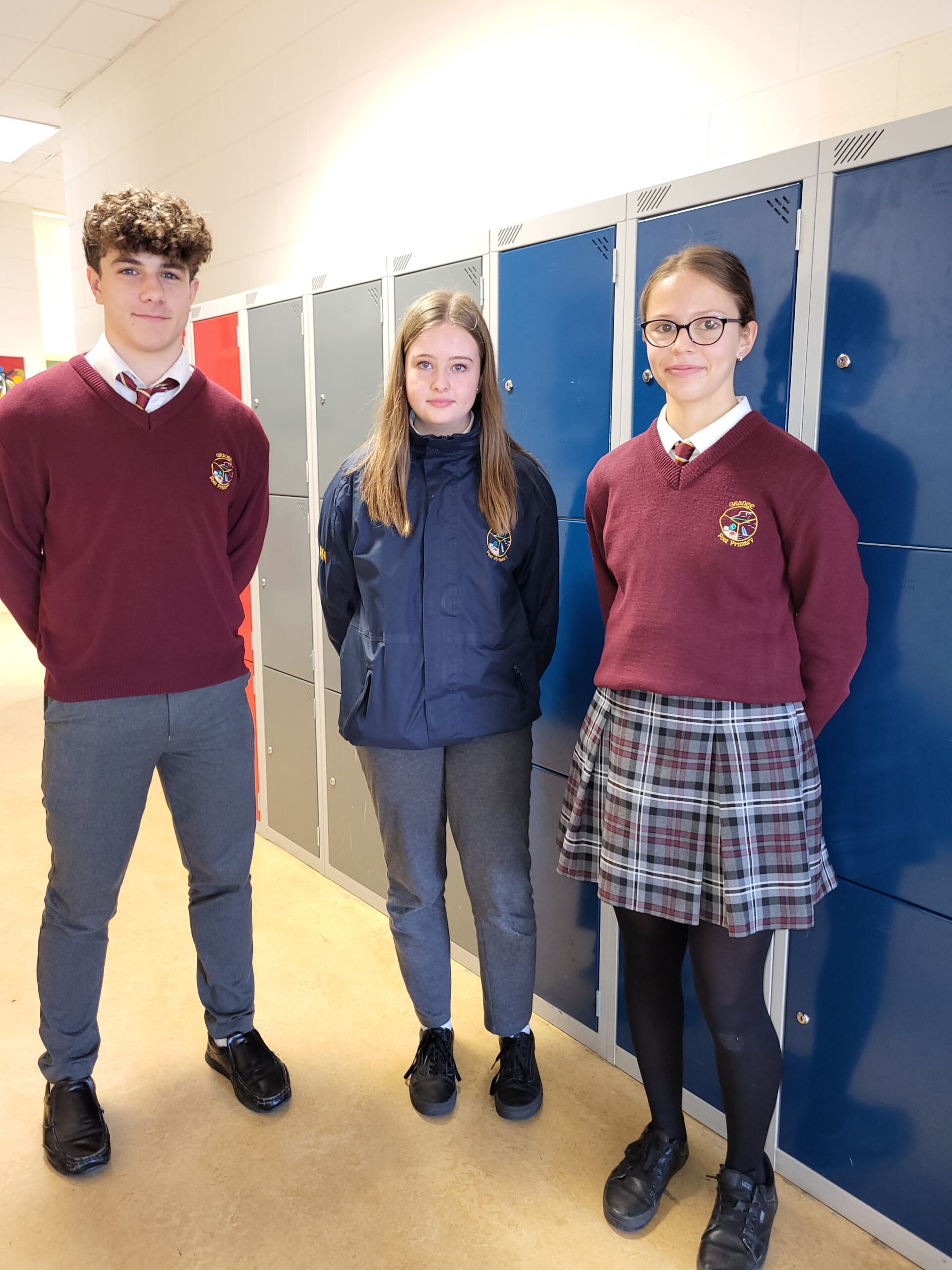 Students wearing the Grange Post Primary School uniform